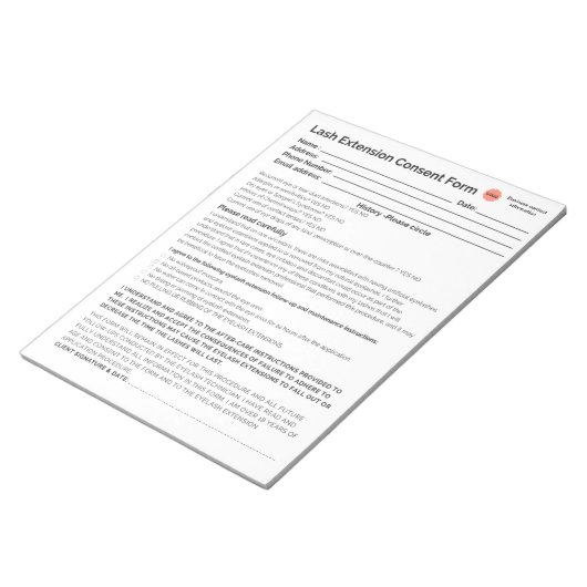 *New* Lash-instemmingsformulier Notitieblok (Schuin)