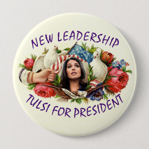 New Leadershio Tulsi voor President Ronde Button 4,0 Cm