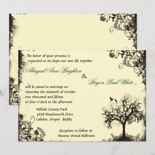  New Life Invitation in Off white Kaart (Voorkant / Achterkant)