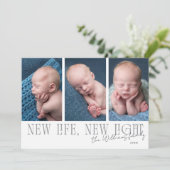 New Life New Light White Birth Announcement Feestdagenkaart (Staand voorkant)