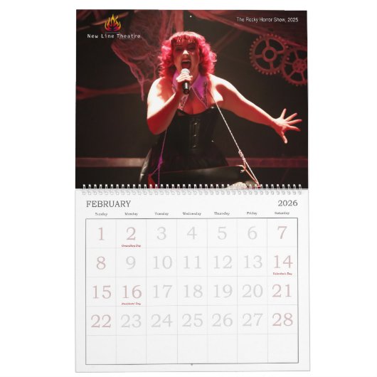 New Line Theatre's 2025-2026 Photo Calendar Kalender (Feb 2026)