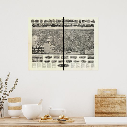 New London Connecticut 1911 Panoramic Map Poster (Keuken)