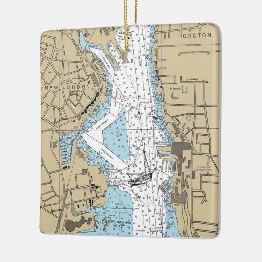 New London CT Chart Keramisch Ornament (Links)