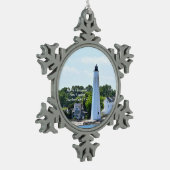 New London Harbour Light, CT-kerstversiering Tin Sneeuwvlok Ornament (Links)