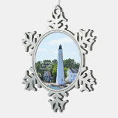 New London Harbour Light, CT-kerstversiering Tin Sneeuwvlok Ornament (Rechts)