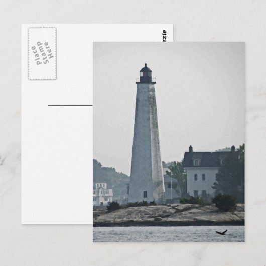 New London Harbour Light River Uitzicht Briefkaart (Voorkant / Achterkant)