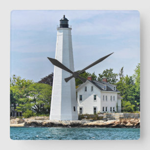 New London Harbour Lighthouse, CT Wall Clock Vierkante Klok