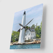 New London Harbour Lighthouse, CT Wall Clock Vierkante Klok (Hoek)