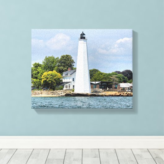 New London Harbour Lighthouse CT Wrapped Canvas (Insitu (Houten vloer))