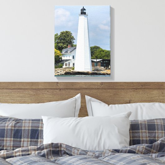 New London Harbour Lighthouse CT Wrapped Canvas (Insitu (Slaapkamer))