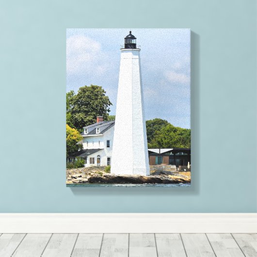 New London Harbour Lighthouse CT Wrapped Canvas (Insitu (Houten vloer))