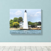 New London Harbour Lighthouse CT Wrapped Canvas Afdruk (Insitu (Houten vloer))