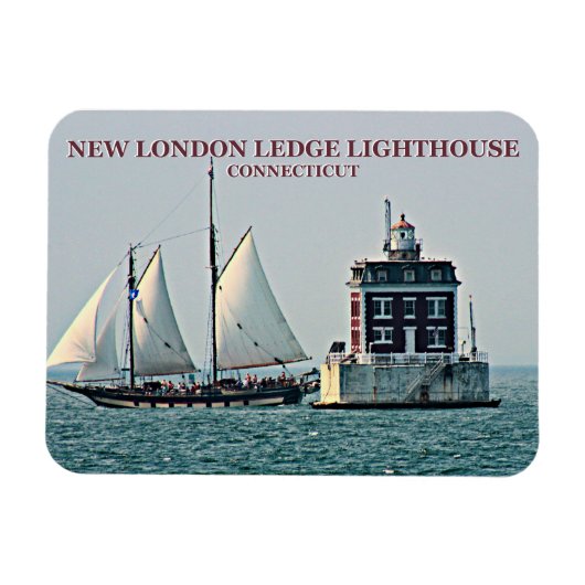 New London Ledge Light, Connecticut Photo Magnet Magneet (Horizontaal)