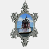 New London Ledge Light, CT-kerstversiering Tin Sneeuwvlok Ornament (Links)