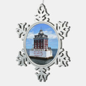 New London Ledge Light, CT-kerstversiering Tin Sneeuwvlok Ornament (Rechts)