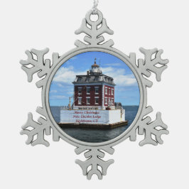 New London Ledge Light, CT-kerstversiering Tin Sneeuwvlok Ornament