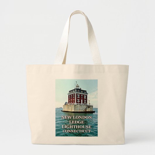 New London Ledge Lighthouse, Connecticut Canvas ta Grote Tote Bag (Voorkant)