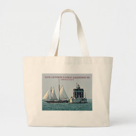 New London Ledge Lighthouse, Connecticut Canvas ta Grote Tote Bag
