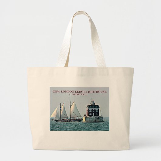 New London Ledge Lighthouse, Connecticut Canvas ta Grote Tote Bag (Voorkant)