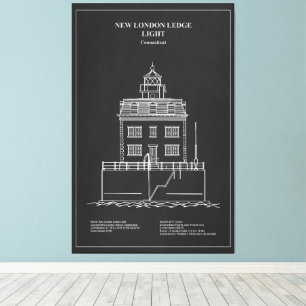New London Ledge Lighthouse - Connecticut – PD Canvas Afdruk
