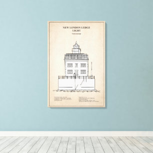 New London Ledge Lighthouse - Connecticut - SBD Canvas Afdruk