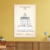 New London Ledge Lighthouse - Connecticut - SBD Canvas Afdruk (Insitu (Woonkamer))