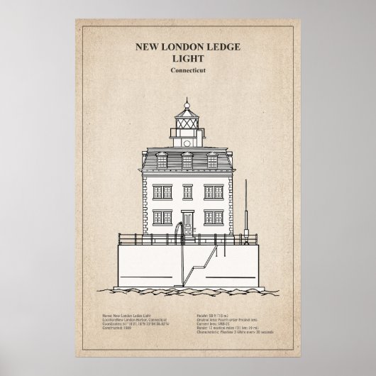 New London Ledge Lighthouse - Connecticut - SBD Poster (Voorkant)
