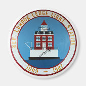 New London Ledge Lighthouse, CT Round Magnet (Voorkant)