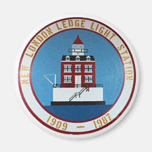New London Ledge Lighthouse, CT Round Magnet (Voorkant)