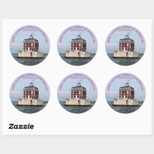 New London Ledge Lighthouse, CT Round Sticker (Vel)