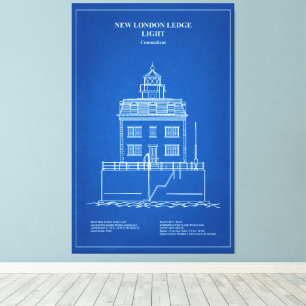 New London Ledge Vuurtoren - Connecticut - AD Canvas Afdruk