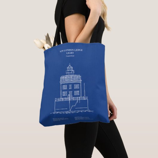 New London Ledge Vuurtoren - Connecticut - AD Tote Bag (Dichtbij)