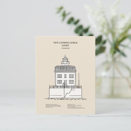 New London Ledge Vuurtoren - Connecticut - SBD Briefkaart (Staand voorkant)