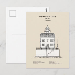 New London Ledge Vuurtoren - Connecticut - SBD Briefkaart