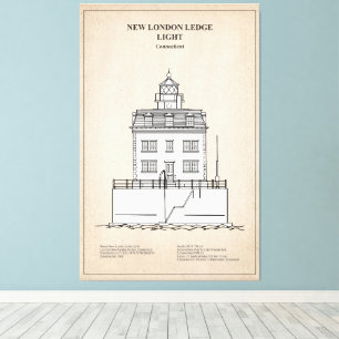 New London Ledge Vuurtoren - Connecticut - SBD Canvas Afdruk