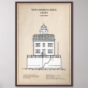 New London Ledge Vuurtoren - Connecticut - SBD Foto Afdruk