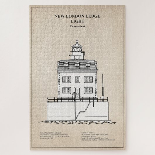 New London Ledge Vuurtoren - Connecticut - SBD Legpuzzel (Verticaal)