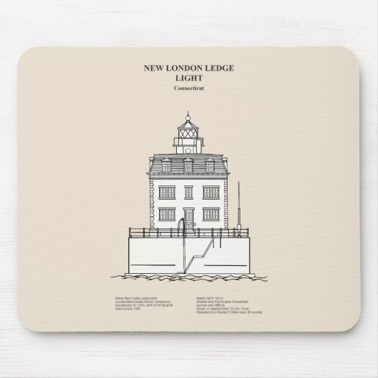 New London Ledge Vuurtoren - Connecticut - SBD Muismat (Voorkant)
