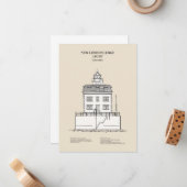 New London Ledge Vuurtoren - Connecticut - SBD Notitiekaartje (Voorkant / Achterkant in situ)