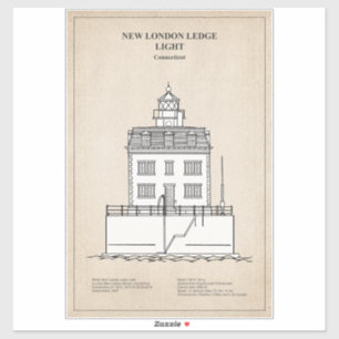 New London Ledge Vuurtoren - Connecticut - SBD Sticker