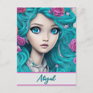 New London Princess met Turquoise Hair en Eyes Briefkaart