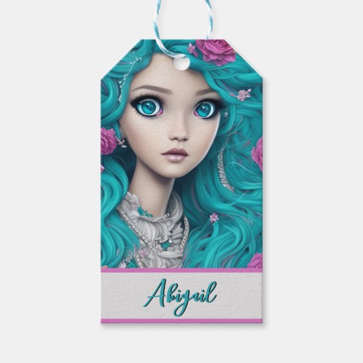 New London Princess met Turquoise Hair en Eyes Cadeaulabel (Voorkant)