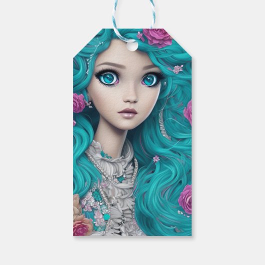 New London Princess met Turquoise Hair en Eyes Cadeaulabel (Achterkant)
