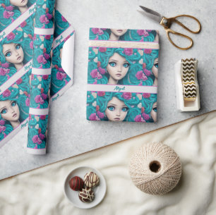 New London Princess met Turquoise Hair en Eyes Cadeaupapier