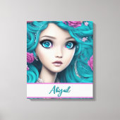 New London Princess met Turquoise Hair en Eyes Canvas Afdruk (Voorkant)