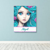 New London Princess met Turquoise Hair en Eyes Canvas Afdruk (Insitu (Houten vloer))