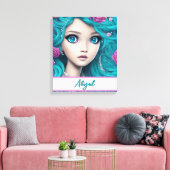 New London Princess met Turquoise Hair en Eyes Canvas Afdruk (Insitu (Woonkamer))