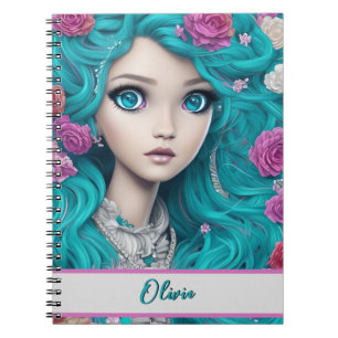 New London Princess met Turquoise Hair en Eyes Notitieboek