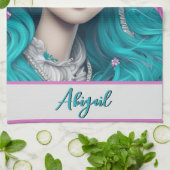 New London Princess met Turquoise Hair en Eyes Theedoek (Gevouwen)