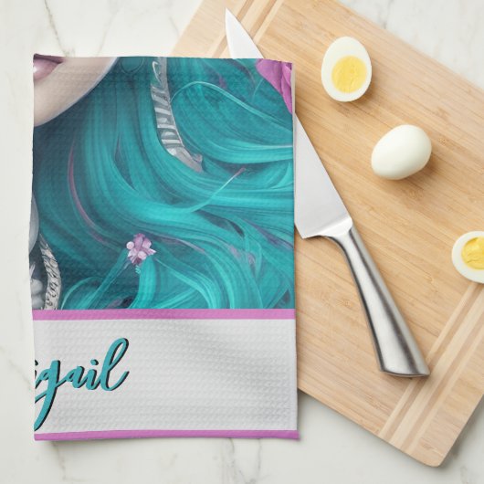 New London Princess met Turquoise Hair en Eyes Theedoek (Quarter Fold)